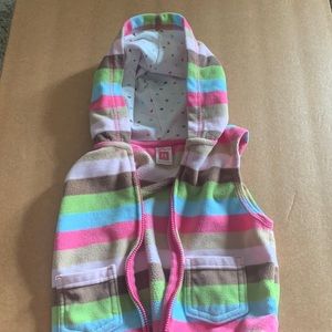 Striped fleece hooded vest